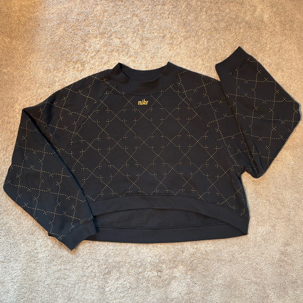 Nike Black & Gold Cropped Sweatshirt Women’s Large Athleisure Pullover